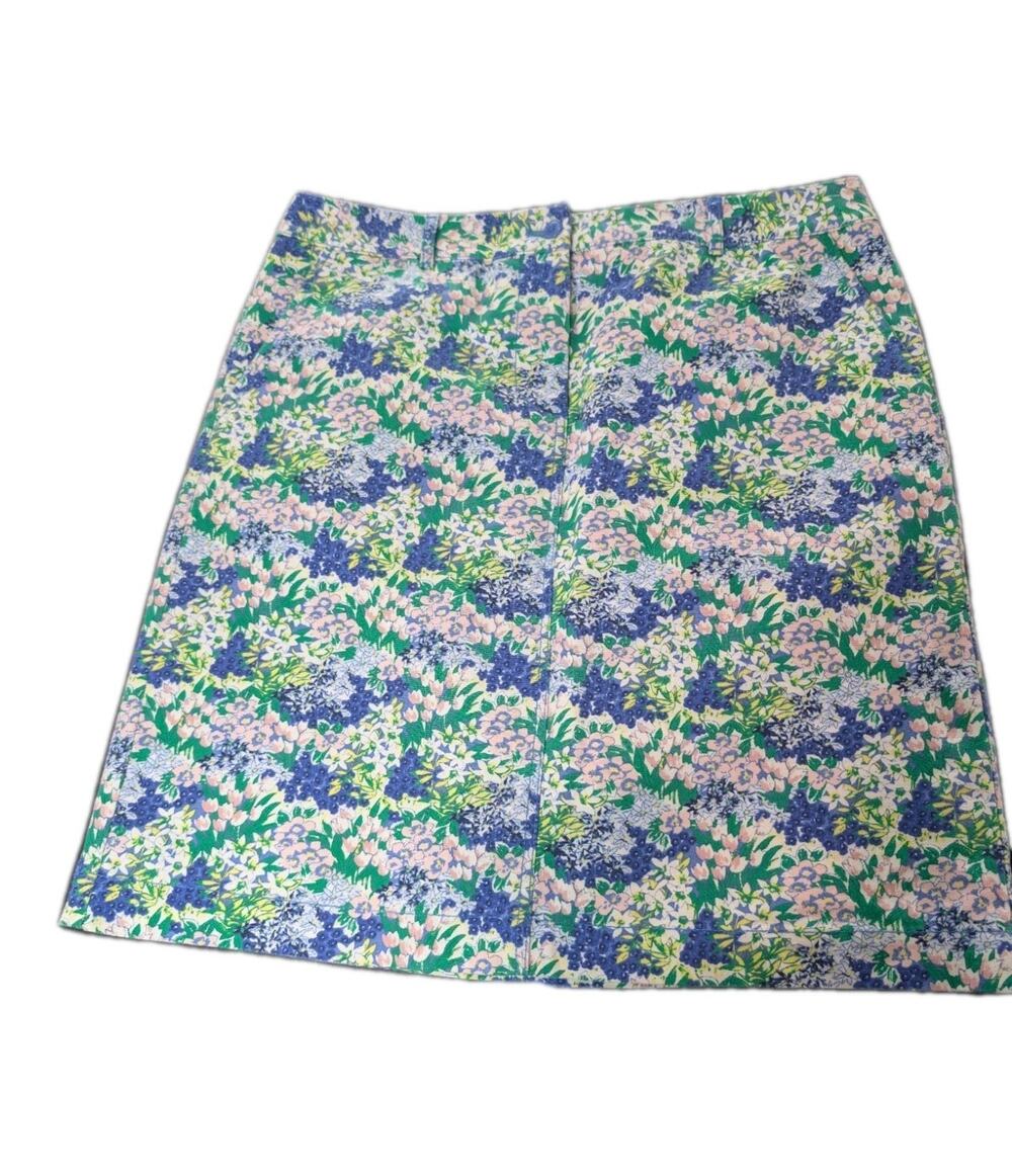 Talbots Pencil Skirt Womens Size 8 M Blue Green Pink Floral Lined Stretch Preppy